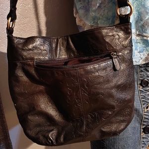 ST JOHN'S BAY PLEL DE VACA BLACK SHOULDER BAG GENUINE LEATHER